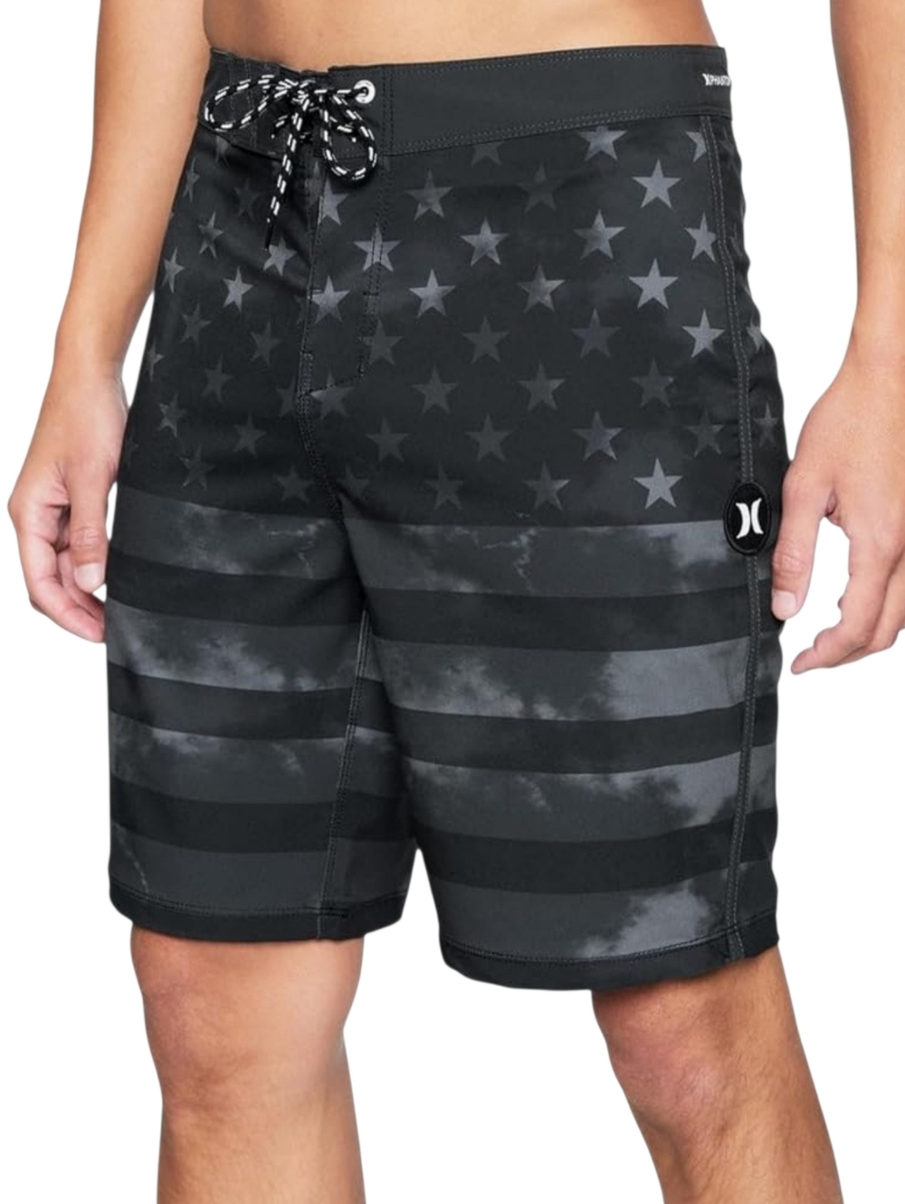 Hurley Phantom Board Shorts Men's Size 30 Black American Flag Stars & Stripe